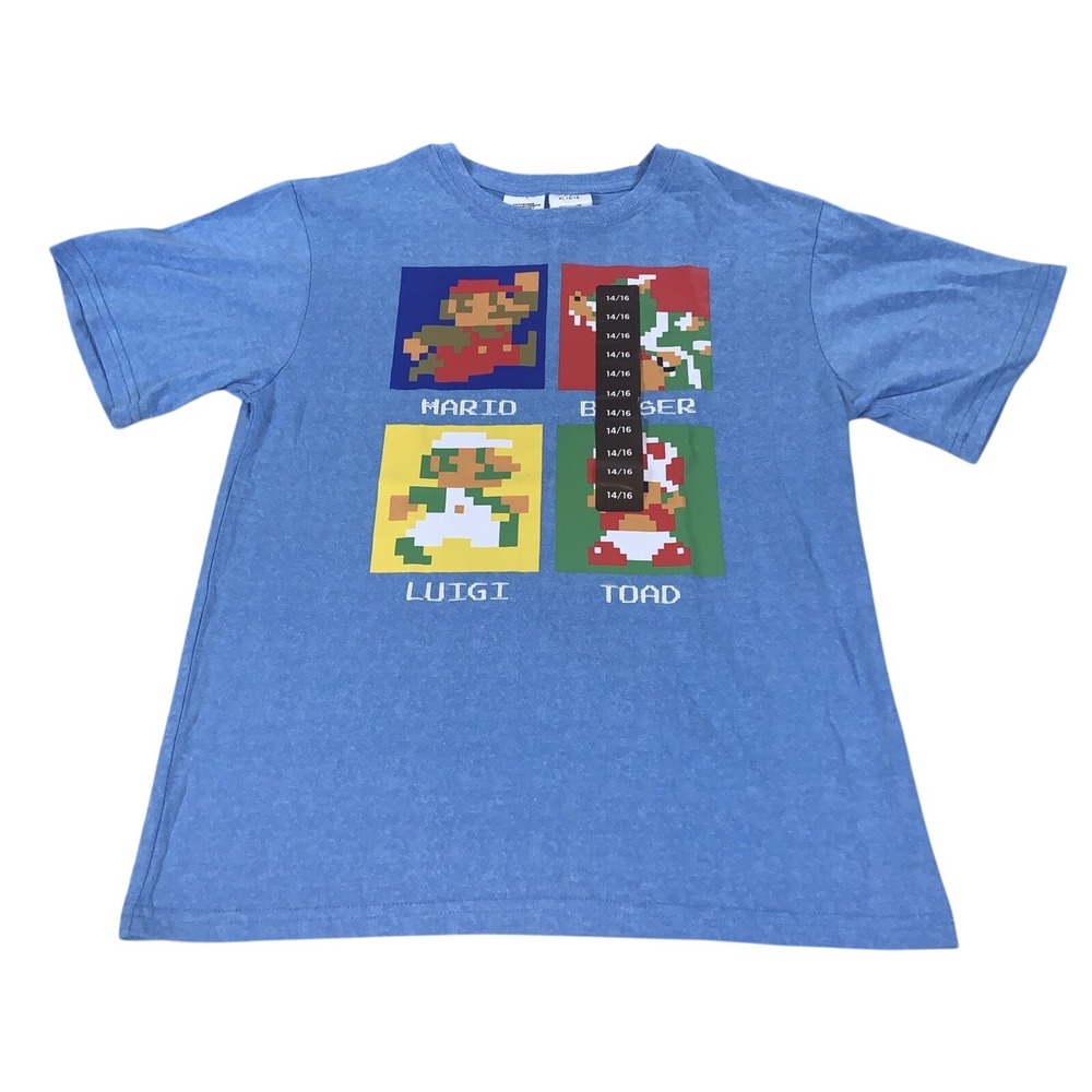 Nintendo Super Mario Bros 8-Bit Pixel‎ Graphic T-Shirt Youth XL 14/16 NWT